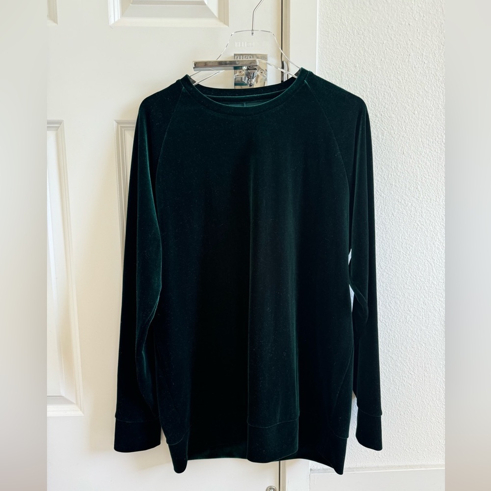 Ovadia and Sons oversized green velvet crewneck sweater